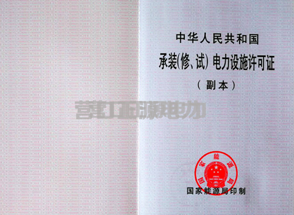 承裝（修、試）電力設(shè)施許可證