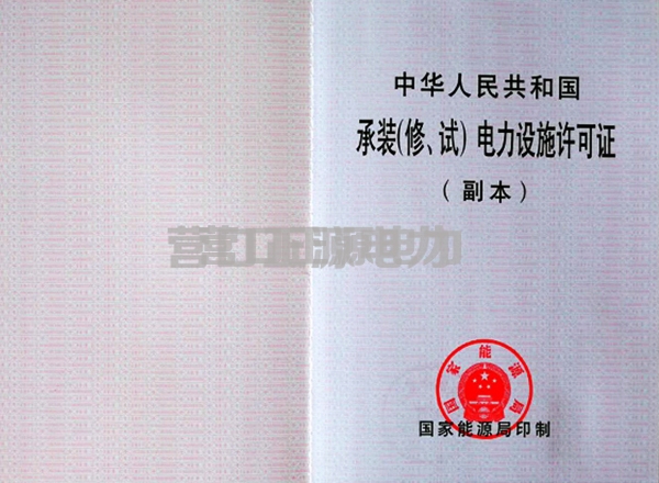承裝（修、試）電力設(shè)施許可證